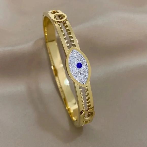 Evil Eye Stainless Steel Bracelet Bangle - Picture 1 of 5